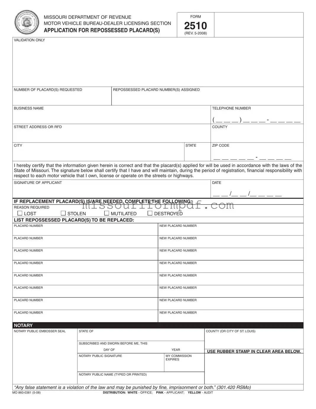 Blank 2510 Missouri Template