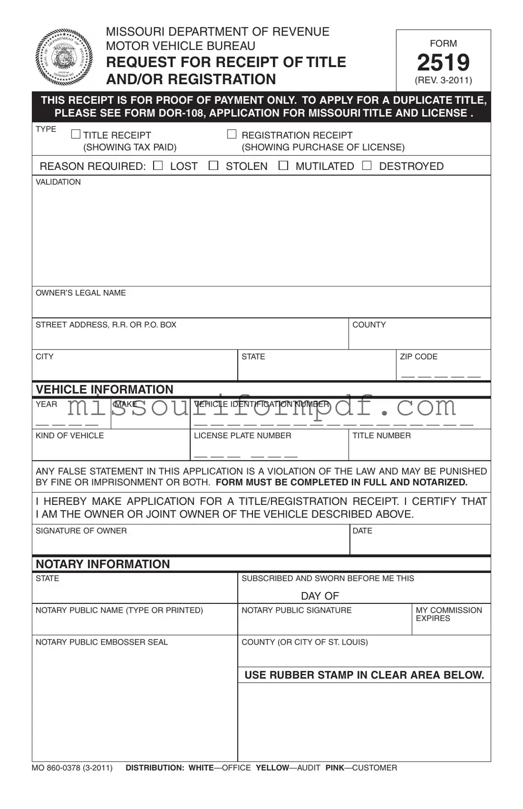 Blank 2519 Missouri Template