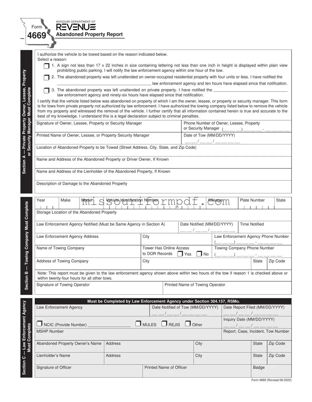 Blank 4669 Missouri Template