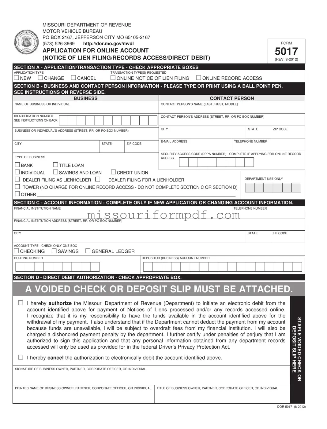 Blank 5017 Missouri Template