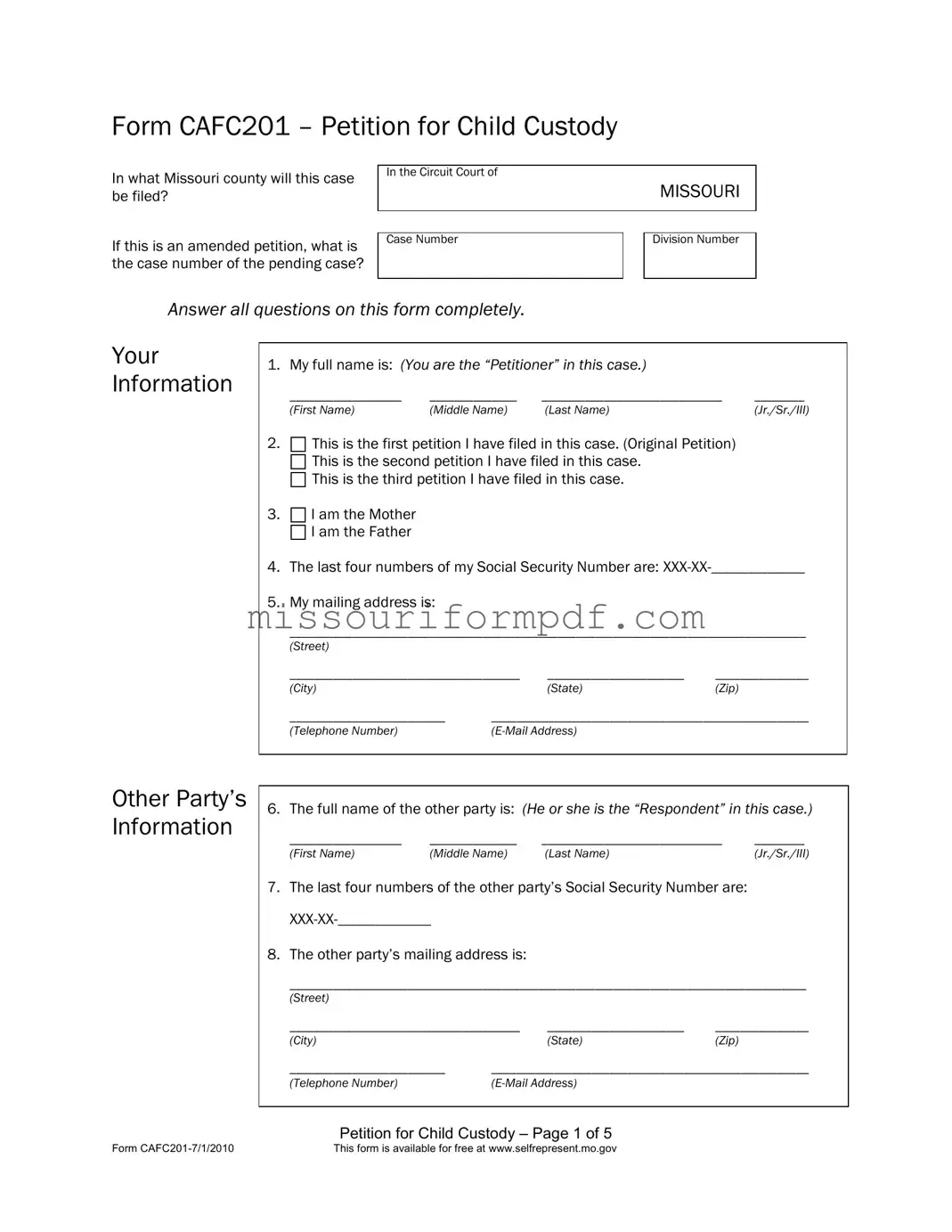 Blank Cafc201 Missouri Template