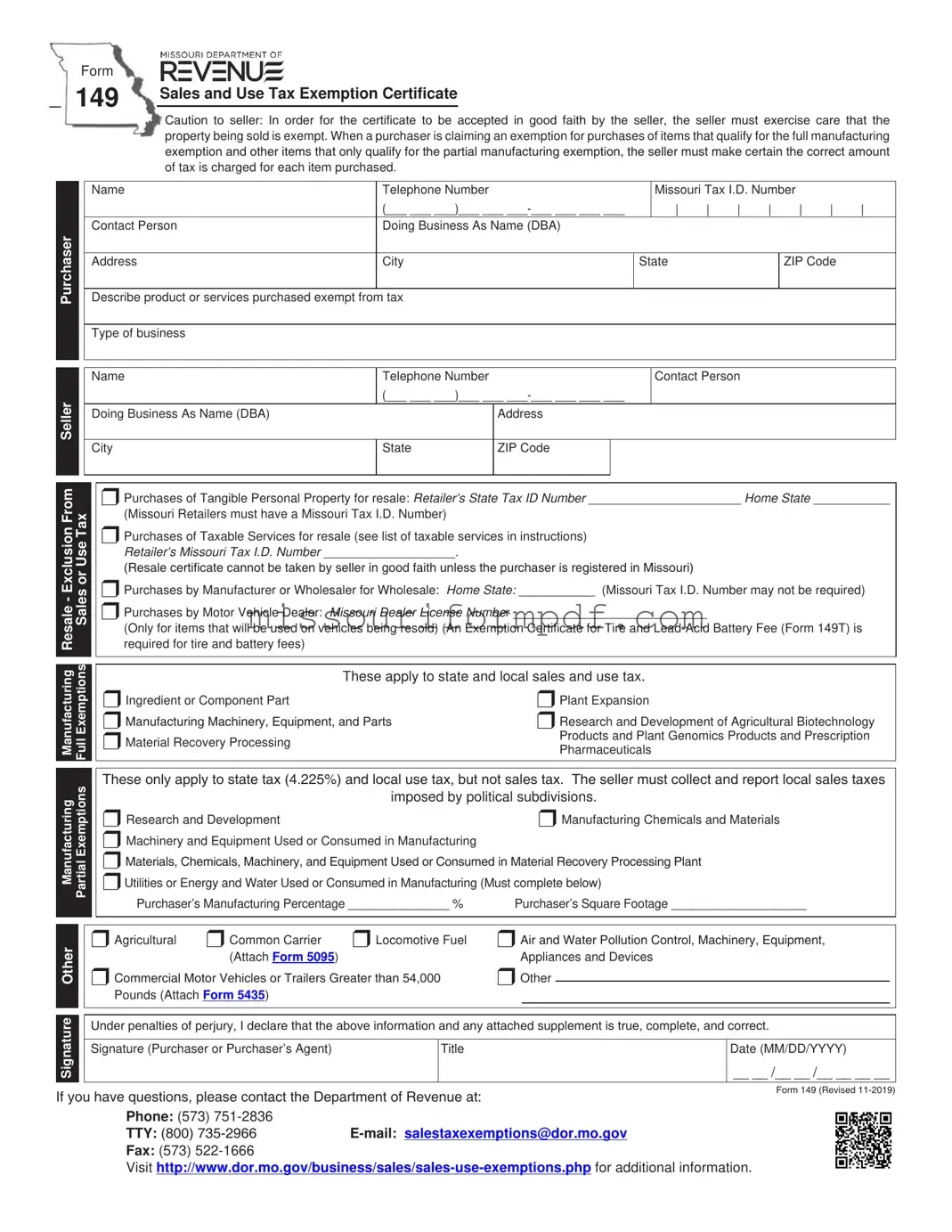 Blank Missouri 149 Template
