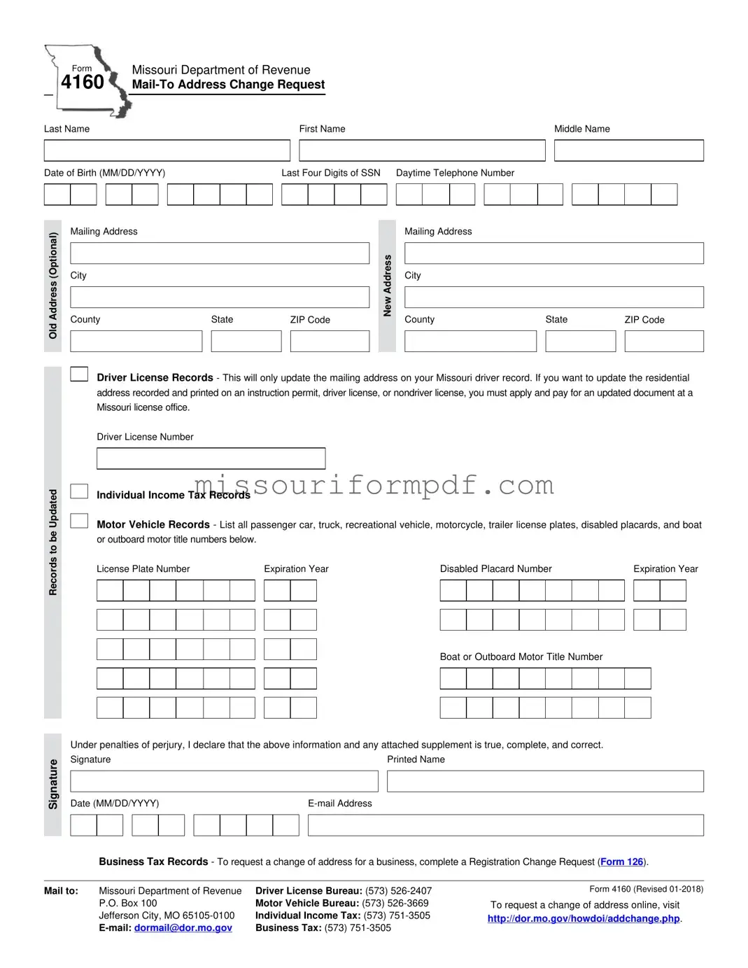Blank Missouri 4160 Template