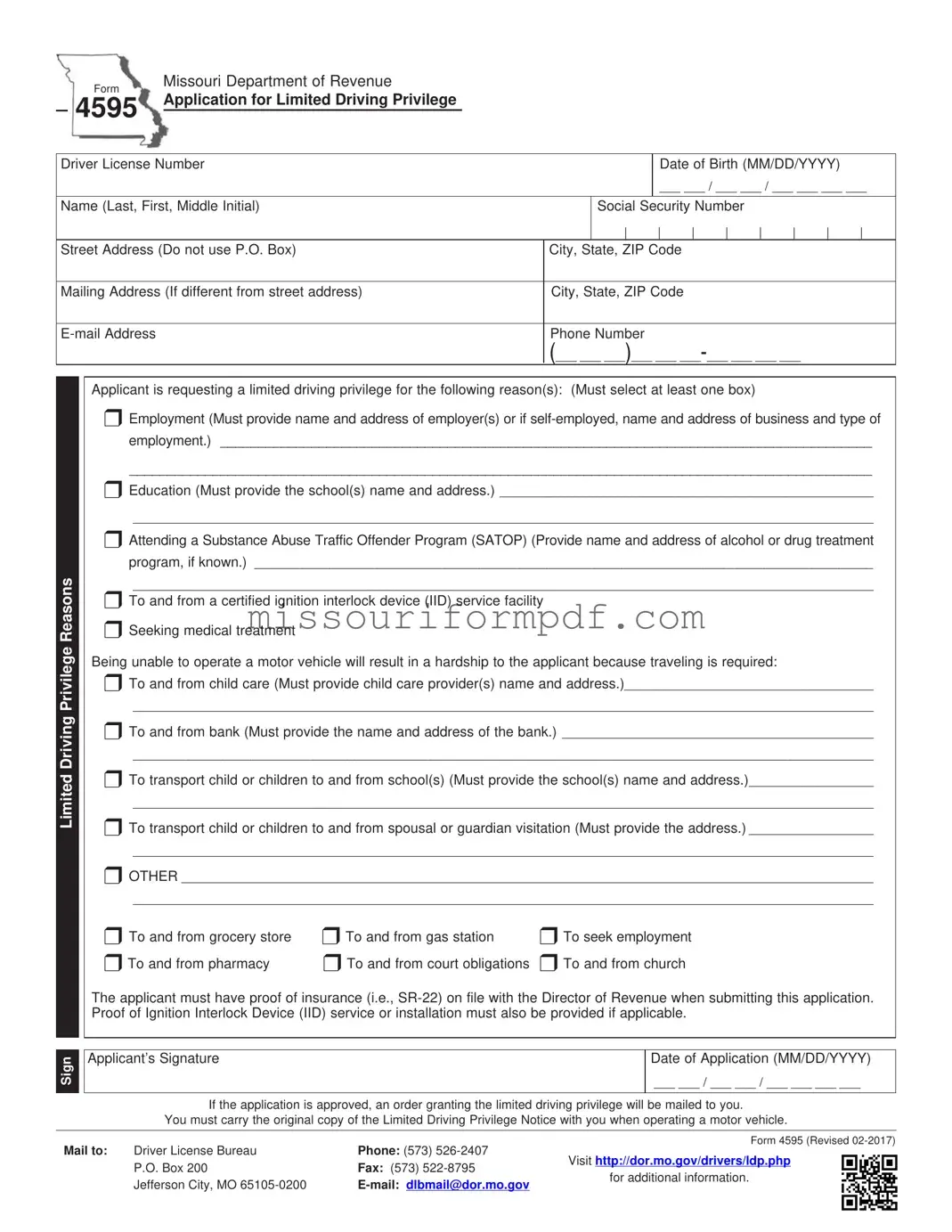 Blank Missouri 4595 Template