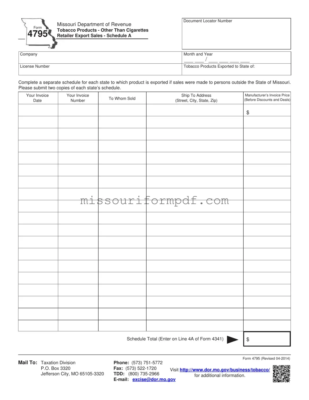 Blank Missouri 4795 Template