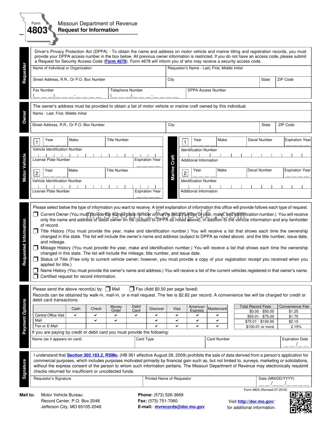 Blank Missouri 4803 Template