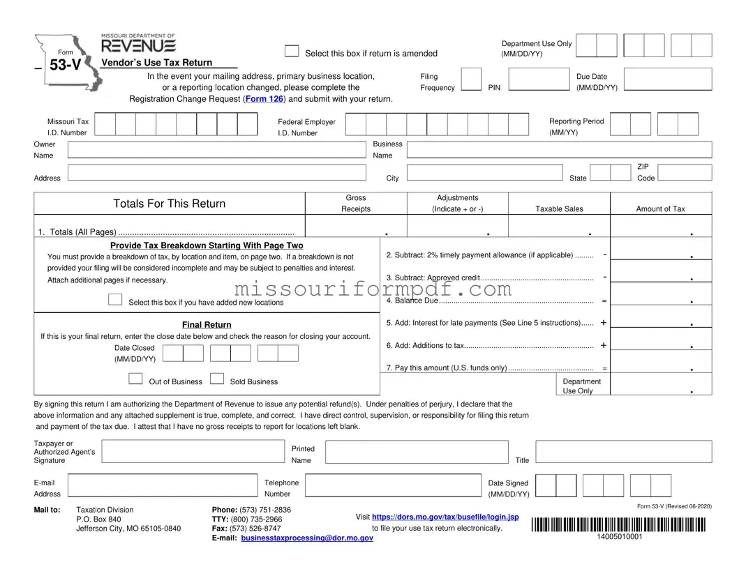 Blank Missouri 53 V Template