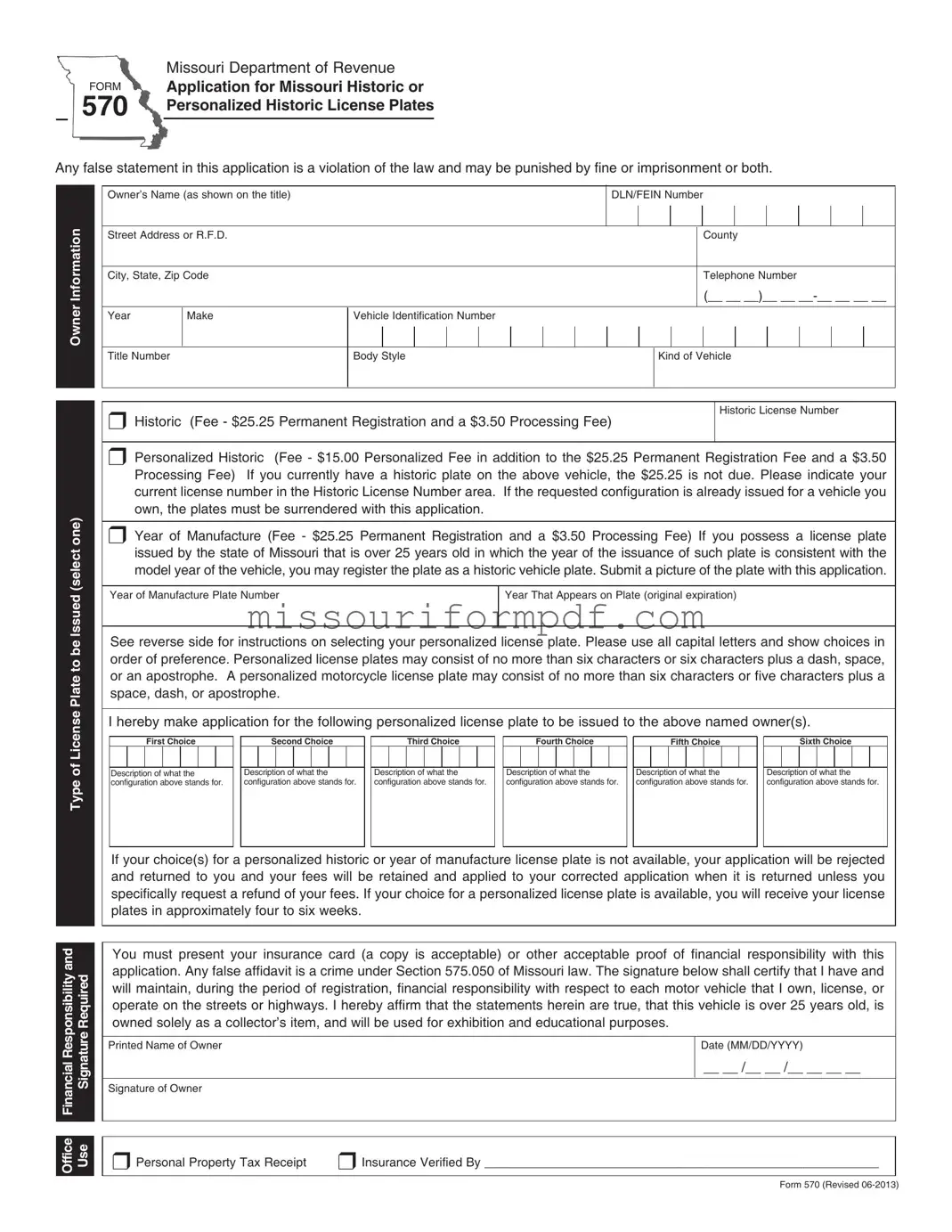 Blank Missouri 570 Template