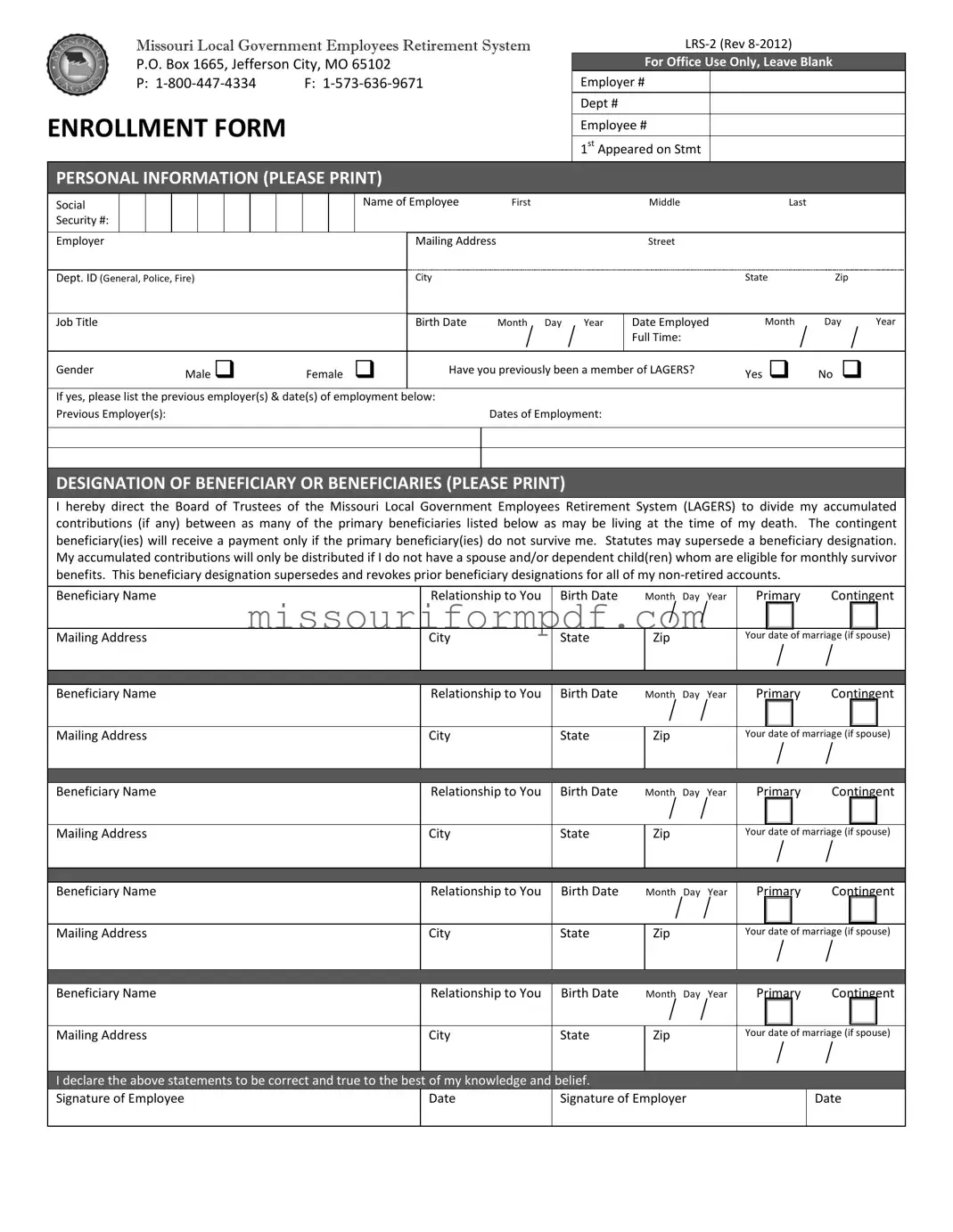 Blank Missouri Lrs 2 Template