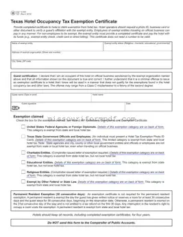 Blank Hotel Tax Exemption Missouri Template