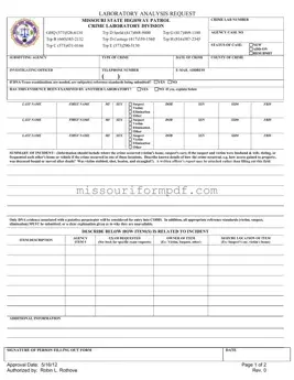 Blank Laboratory Analysis Request Missouri Template