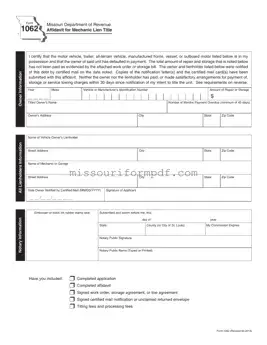 Blank Missouri 1062 Template