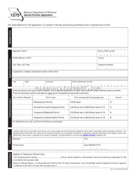 Blank Missouri 1275 Template