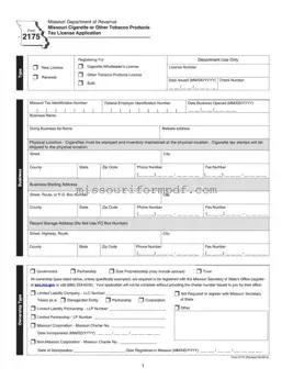 Blank Missouri 2175 Template
