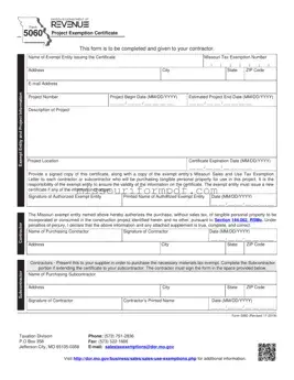 Blank Missouri 5060 Exemption Template