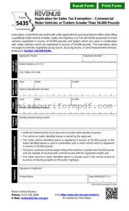 Blank Missouri 5435 Template