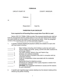 Blank Missouri 68 B Template