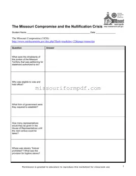 Blank Missouri Compromise Template