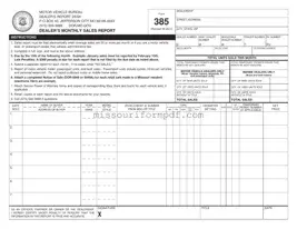 Blank Missouri Dealer Monthly Sales Report Template