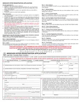 Blank Missouri Voter Registration Application Template